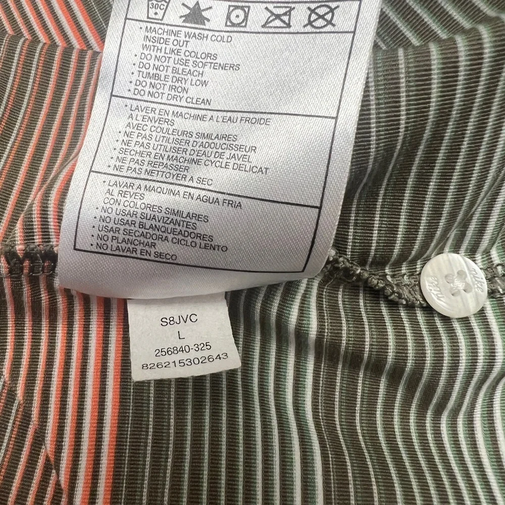 Nike Golf striped polo - green/orange - size L - FIT DRY